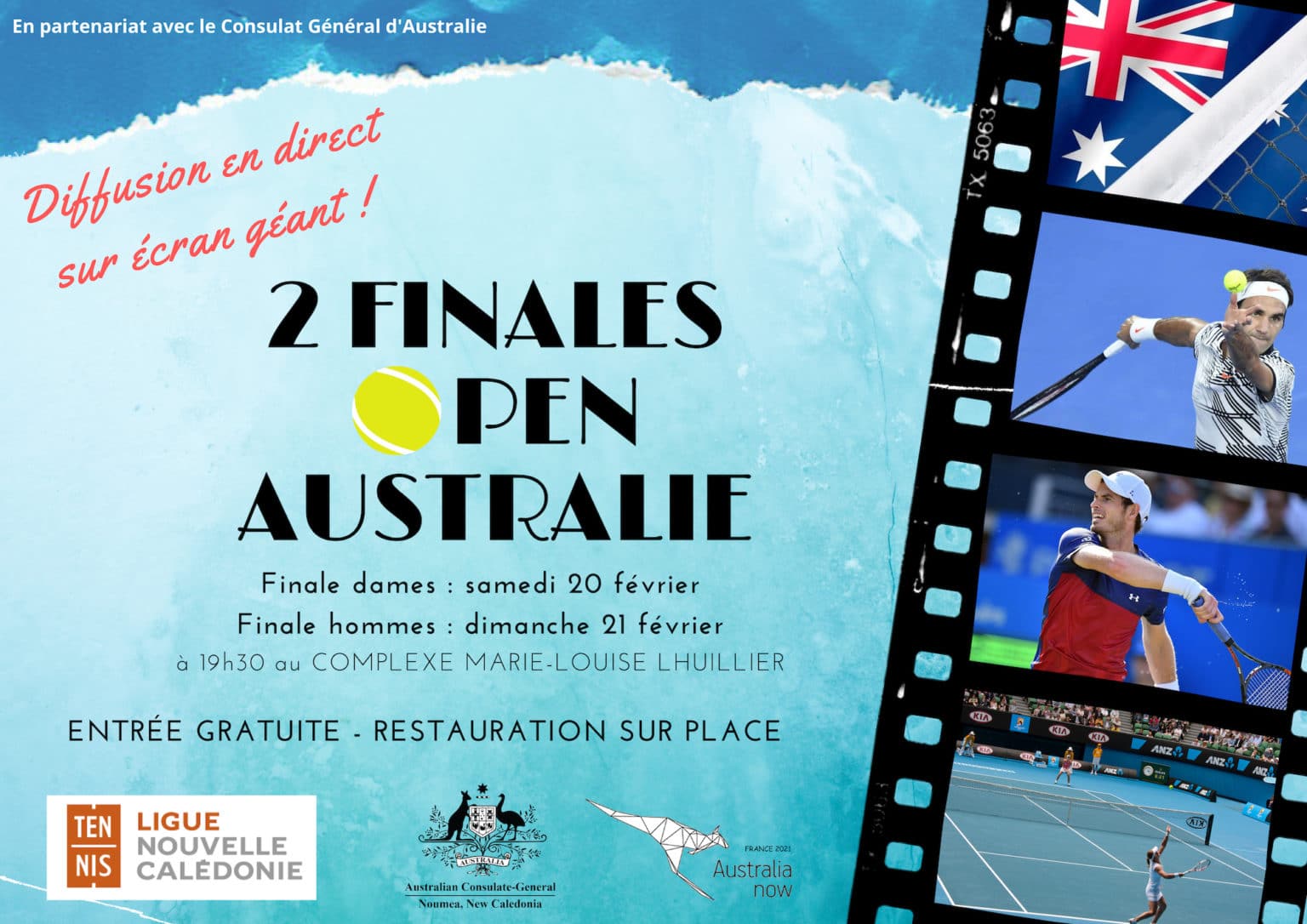 Diffusion des finales de l'Open d'Australie 2021 Ligue Caledonienne